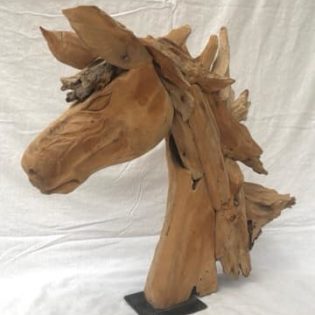 Tête de cheval bois recyclé à poser
