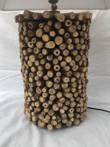 Lampe à poser bois recyclé cylindre