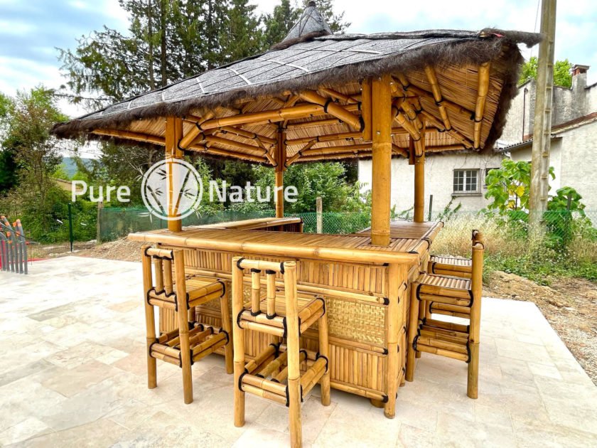 Paillote Bar + 6 tabourets - Pure Nature Paillotes en Bambou